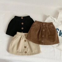 [Khuyến mãi] Váy chữ A vải nhung cho bé gái Váy ngắn kiểu Hàn Quốc mới