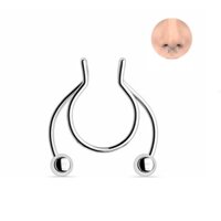 Khuyên Mũi Loại Kẹp Ko Cần Xỏ Lỗ Dành Cho Nam Nữ Unisex Titan Ko Đen TT 4295 - Bạc