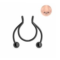 Khuyên Mũi Loại Kẹp Ko Cần Xỏ Lỗ Dành Cho Nam Nữ Unisex Titan Ko Đen TT 4295 - Đen