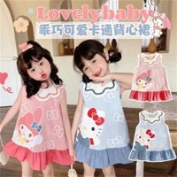 ❤Khuyến nghị giảm giá hấp dẫnMùa Hè 2025 Phong Cách Mới Bé Gái Giả Tưởng Hoạt Hình Áo Xù Hoạt Hình Hello Kitty Váy Không Tay Hợp Thời Trang