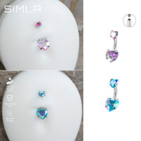 Khuyên rốn đá trái tim đôi bằng Thép không gỉ 316L - Simla Body Jewelry
