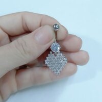 KHUYÊN RỐN ĐÍNH ĐÁ RƠI CAO CẤP/ KHUYÊN THÉP Y TẾ