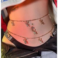 Khuyên rốn thỏ playboy ( kèm dây chain đeo quanh bụng )