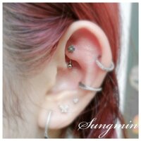 khuyên rook khuyên chân mày khuyên tai cong xỏ khuyên piercing THÉP Y TẾ 316L