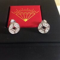 Khuyên tai bạc 925 kim tiền mạ vàng trắng