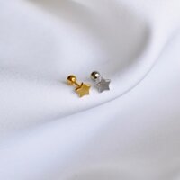 Khuyên tai bạc 925 mini - Ngôi sao trơn chốt bi vặn (giá 1 chiếc) - Nepherteti