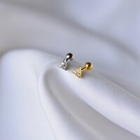 Khuyên tai bạc 925 mini - Tam giác đá chốt bi vặn (giá 1 chiếc) - Nepherteti