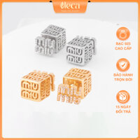 Khuyên Tai Bạc 925 Nữ, Bông Tai Bạc ELECA Solstice Hoa Tai Bạc Mẫu Hình Hộp , Đính Đá Bạc Ý Mạ Vàng 18K Cao Cấp K132
