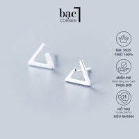 Khuyên Tai Bạc, Bông Tai Cá Tính Hình Tam Giác Chất Liệu Bạc 925 Sáng Bóng Không Gỉ - Bạc Corner