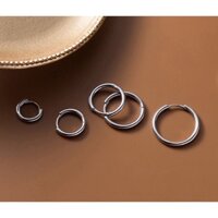Khuyên tai bạc, bông tai tròn trơn bản dày 11-13mm