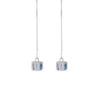 Khuyên tai bạc kiểu dáng dài đính đá pha lê 7 màu lấp lánh MEZI Jewelry - ATJ7067D