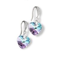 Khuyên tai bạc kiểu dáng hình trái tim đính đá pha lê 7 màu lấp lánh MEZI Jewelry - ATJ7067G