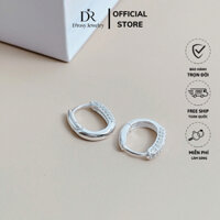 Khuyên tai bạc nam nữ S925 D'ROSY kiểu dáng hình oval đính đá D'ROSY JEWELRY KT54