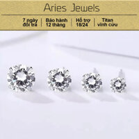 Khuyên tai bạc nam nữ/unisex Aries CZ đá nhân tạo