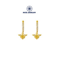 Khuyên tai bạc nữ 925 mạ Vàng AVIE Mẫu Khuyên tai hình Ong Chăm chỉ Thanh lịch Ý nghĩa AVIE JEWELRY KTAVIE0130