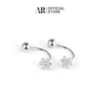 Khuyên tai bạc nữ Aura, bông tai hoa đính đá bi xoáy-AURASILVER-KT31
