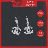 Khuyên tai bạc nữ cao cấp LINA hình chan,nell, bông tai bạc nút gài hình channnel và tam giác cao cấp cho chị em