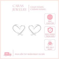 Khuyên tai bạc nữ cao cấp trái tim CARAS JEWELRY BẠC 925