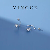 Khuyên tai bạc nữ chốt bi vặn S925 VINCCE hình ngôi sao đính đá lấp lánh KTV47