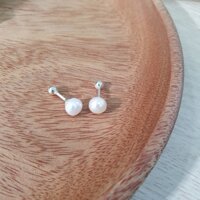 Khuyên tai bạc nữ chốt bi xoáy vặn