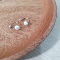 Khuyên tai bạc nữ chốt bi xoáy vặn đính ngọc