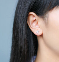 Khuyên tai BẠC nụ đá - Bông tai bạc nam nữ nụ đá BTB07 đơn giản - 4mm