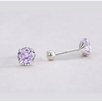 Khuyên tai bạc nụ đá chốt vặn |Màu ánh trăng| |S925 Hemi.Silver| (Giá bán lẻ 1 chiếc)