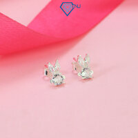 Khuyên tai bạc nữ hình chú Rabbit (thỏ)  đính đá xinh xắn dễ thương, bông tai bạc 925 cá tính BTN0244 - Trang Sức TNJ
