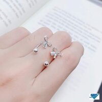 Khuyên tai bạc nữ hình nơ chốt bi xoáy vặn