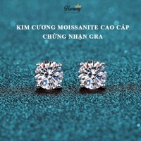 Khuyên tai bạc nữ nụ đá Moissanite nhiều size kèm thẻ đen và giấy kiểm định (1 chiếc) | HARMONY ACCESSORIES KN117