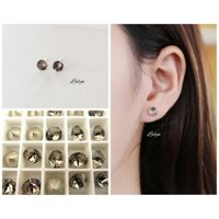Khuyên tai bạc nụ pha lê Swarovski cao cấp - màu Greign - E046