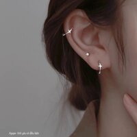 Khuyên tai bạc nữ vòng tròn chữ thập, bông tai bạc thánh giá Agape