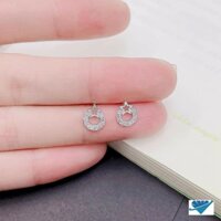 Khuyên tai bạc nữ vòng tròn sao nhỏ