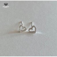 Khuyên tai bạc trái tim nạm đá nhỏ lấp lánh - Bông tai đẹp Hoàng Minh
