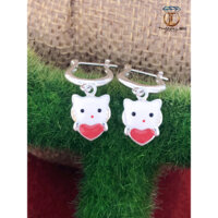 KHUYÊN TAI BẠC TRẺ EM HELLO KITTY TRÁI TIM - THÀNH LIÊN JEWELRY