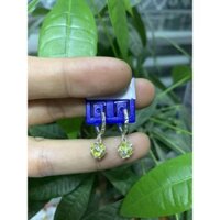 Khuyên tai bạc treo quả cầu đá các màu