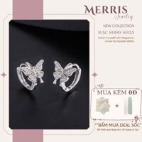 Khuyên tai Bạc tròn bông tai hình bướm phong cách thanh lịch MERRIS JEWELRY