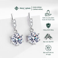 Khuyên tai bạc tròn PMJ đính đá bạc, Hoa tai Bạc nữ đá pha lê lấp lánh PMJSK0297 Phúc Minh Jewelry