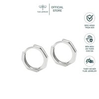 Khuyên tai bạc unisex TLEE tròn cạnh đa giác siêu cá tính dày dặn TleeJewelry B0209