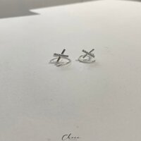 Khuyên tai bạc xoắn đá 2 Choco Jewelry