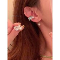Khuyên tai bóng đèn nhỏ Khuyên tai Zircon có thể đeo không lỗ tai Khuyên tai nữ cao cấp phong cách nhẹ nhàng sang trọng hoa tai ngọc trai