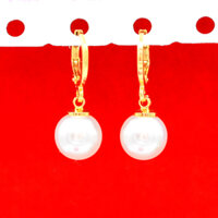 Khuyên Tai, Bông Tai, Hoa Tai Nữ Ngọc Trai Dáng Dài Xi Mạ Vàng Cao Cấp 24k - Trang Sức Hava Hong Kong - HVBT89