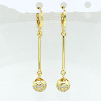 Khuyên Tai, Bông Tai, Hoa Tai Nữ Dáng Dài Xi Mạ Vàng Cao Cấp 24k - Trang Sức Hava Hong Kong - HVBT39