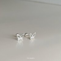 Khuyên tai bông tai nữ bạc s925 butterfly chốt bi vặn KB186 Cá jewelry