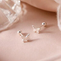 Khuyên tai bông tai nữ bạc s925 butterfly chốt bi tròn Cá jewelry KB111