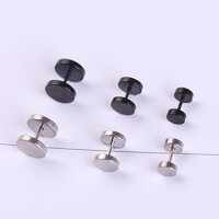 Khuyên tai bông tai quả tạ cúc tròn không gỉ unisex hot trend giới trẻ - 8mm - Bạc