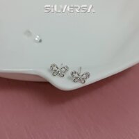 Khuyên Tai Bướm Bạc 925 Đính Đá CZ SILVERSA E27, Bông Tai Bạc Nữ Tính Hình Bướm Xinh