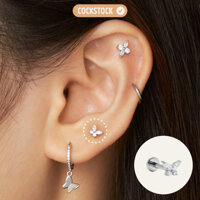 Khuyên tai bướm đá HIGH POLISHED TITANIUM GLAMOUR BUTTERFLY EARRING COCKSTOCK