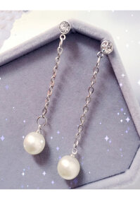 Khuyên tai dáng dài đính hạt trắng BT111