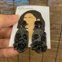 Khuyên tai đất sét nung Polymer Clay (Black Tone)